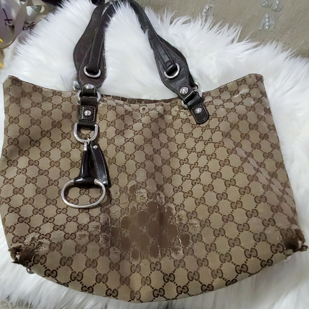 GUCCI Gucci hose bit shawl GG pattern tote bag - Picture 2 of 6
